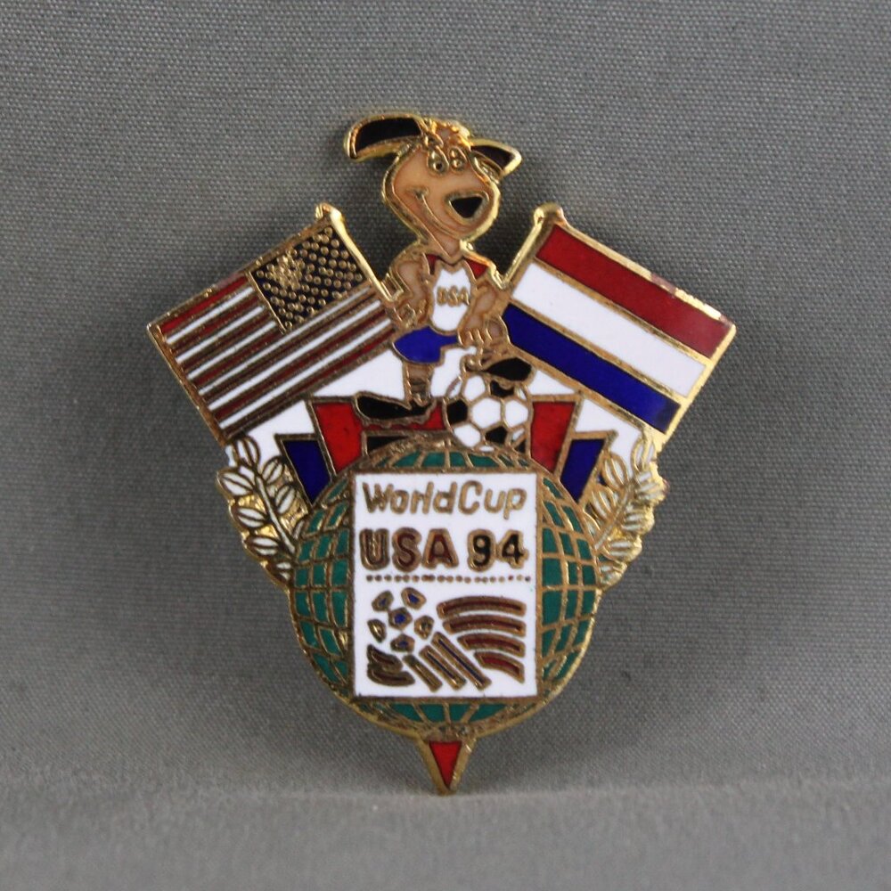 1994 Soccer World Cup Pin - Team Netherlands Dual Flag by Peter David-Metal Pin